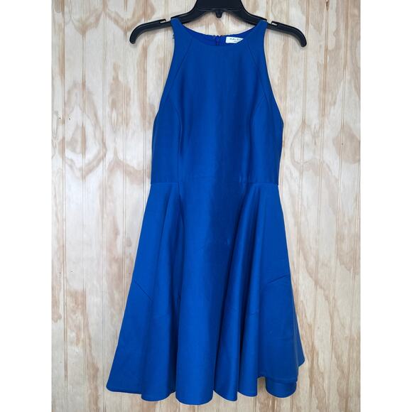 Halston Heritage Royal Blue Fit & Flare Dress, Size 6 Cotton Silk Blend, Elegant - Picture 8 of 8